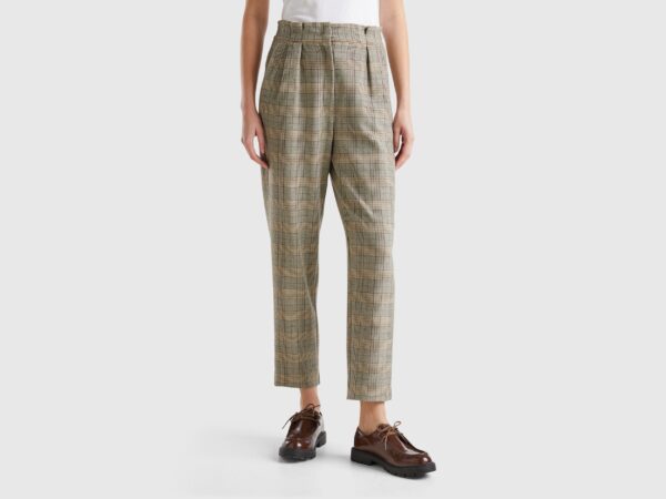 Houndstooth flannel trousers