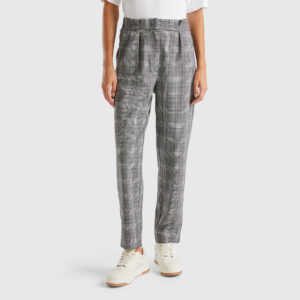 Houndstooth flannel trousers