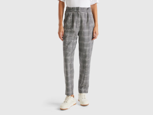 Houndstooth flannel trousers