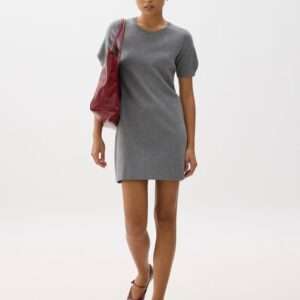 Knit Puff Sleeve Shift Mini Dress