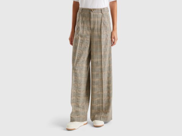 Prince of Wales wide leg trousers