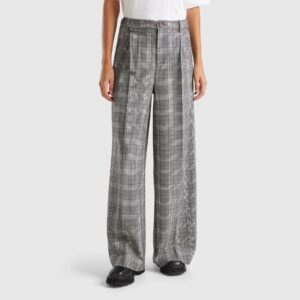 Prince of Wales wide leg trousers