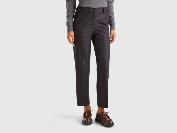 Regular fit pinstriped trousers