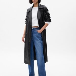 Vegan Leather Trench Coat